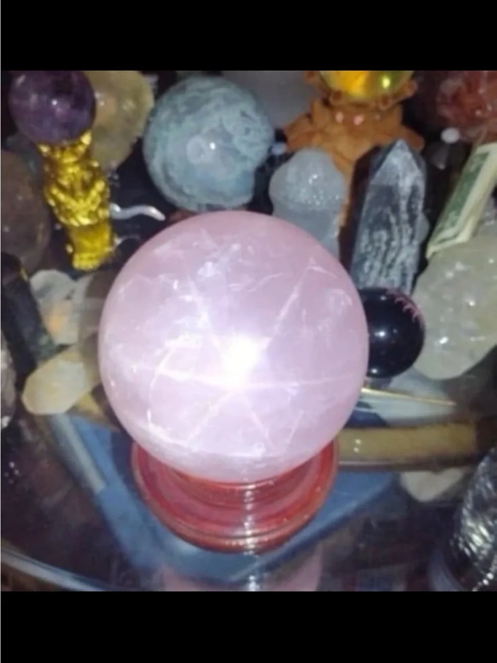 Rose Quartz Sphere with Starlight 3lbs 3.2 oz